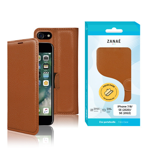 Etui portefeuille pour iPhone 7 / 8 / SE (2020) / SE (2022), Marron