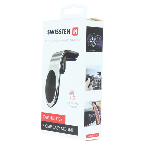 Support smartphone pour voiture, S-GRIP EASY MOUNT, fixation ventilation, Swissten, Argent