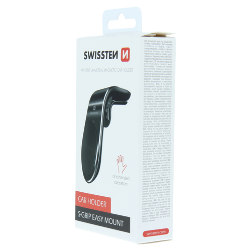 Support smartphone pour voiture, S-GRIP EASY MOUNT, fixation ventilation, Swissten, Noir