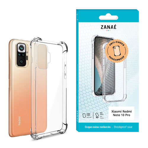 Coque Silicone transparent avec coins renforces pour Redmi Note 10 Pro, Transparent
