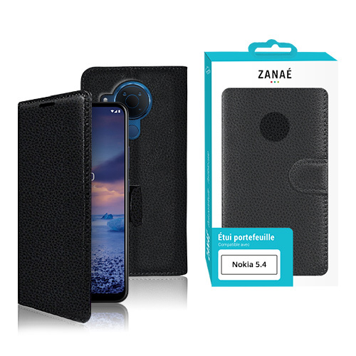 Etui Portefeuille Zanae pour Nokia 5.4, Noir