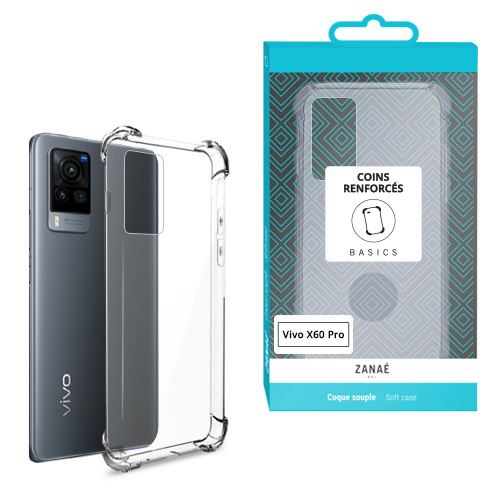 Coque Silicone transparent avec coins renforces pour Vivo X60 Pro, Transparent