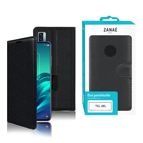 Etui Portefeuille Zanae pour TCL 20S / 20 5G / 20L / 20L+, Noir