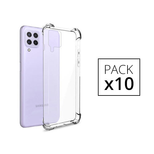 Lot de 10 coques silicones transparents avec coins renforces pour Galaxy A22 4G / M22 4G, Transparent