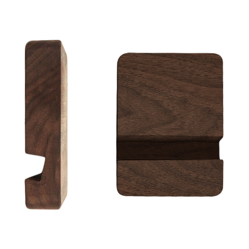 Support smartphone en noyer pour bureau