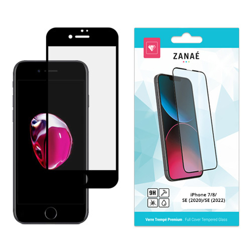 Verre trempe Full Cover pour iPhone 7/ 8 / SE (2020) / SE (2022), Noir