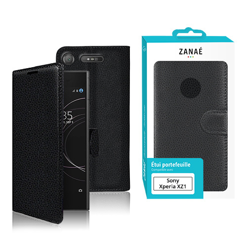 Etui Portefeuille pour Sony Xperia XZ1, Noir
