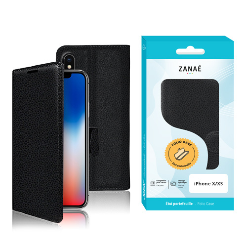Etui Portefeuille Zanae pour iPhone X / XS, Noir