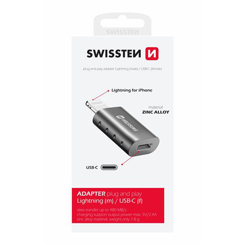 Adaptateur OTG Swissten Lightning / USB-C