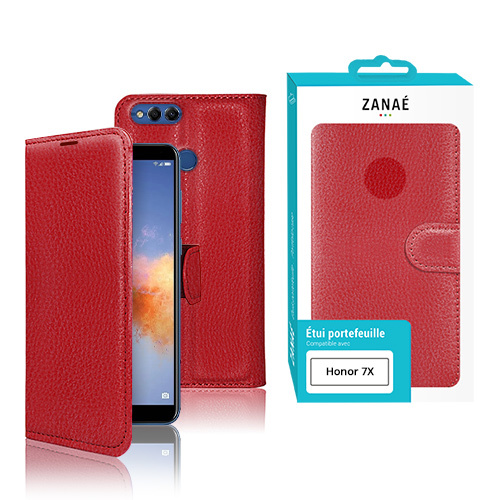 Etui Portefeuille pour Honor 7X, Rouge
