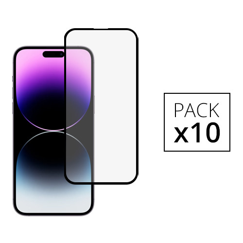 Pack de 10 verres trempes full cover pour iPhone 14 Pro Max, Noir