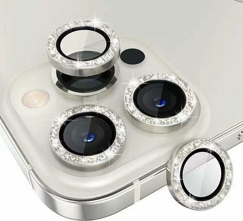 Verres Camera pailletes Argent pour iPhone 11 / 12 Mini