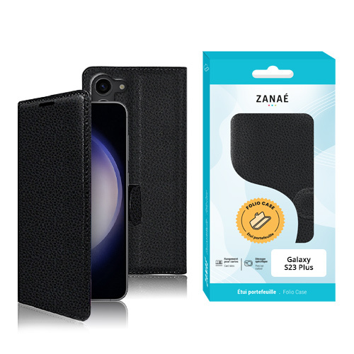 Etui Portefeuille Zanae pour Galaxy S23 Plus, Noir