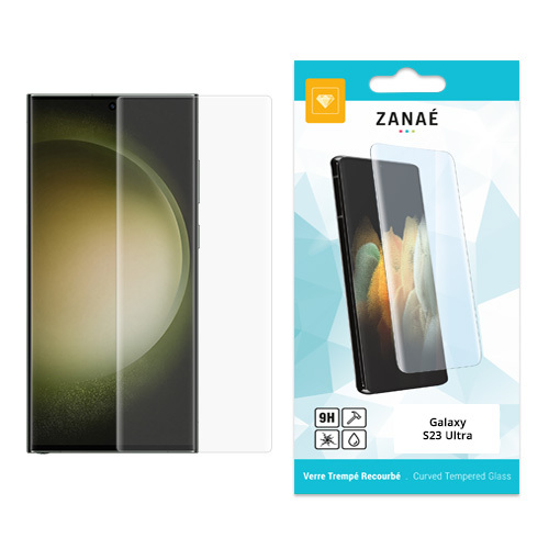 Film de protection Verre trempe Recourbe pour Galaxy S23 Ultra, Noir