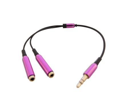 Cable audio dedoubleur prise jack 3.5mm Fushia