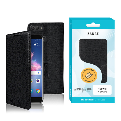 Etui Portefeuille pour Huawei P Smart, Noir