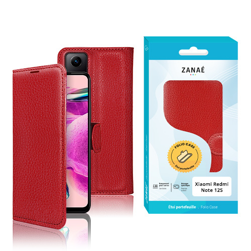 Etui Portefeuille Zanae pour Redmi Note 12S, Rouge