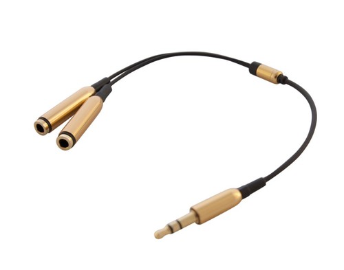 Cable audio dedoubleur prise jack 3.5mm dore