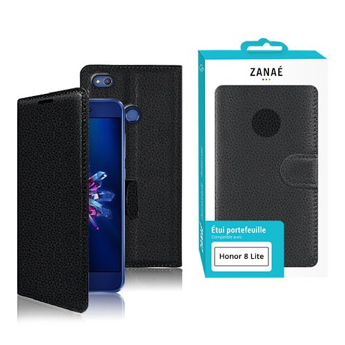 Etui Portefeuille pour Huawei Honor 8 Lite, Noir