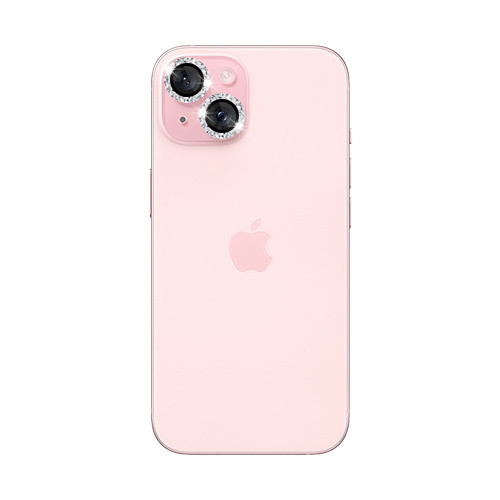 Verres Camera pailletes Argent pour iPhone 15 / 15 Plus