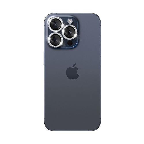 Verres Camera pailletes Argent pour iPhone 15 Pro / 15 Pro Max / 16 Pro / 16 Pro Max