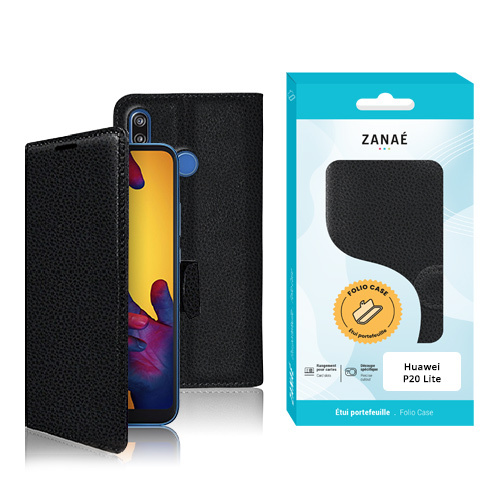 Etui Portefeuille pour Huawei P20 Lite, Noir