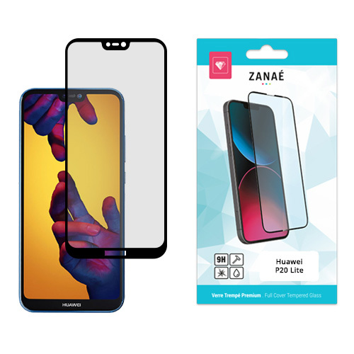 Verre trempe Full Cover pour Huawei P20 Lite, Noir