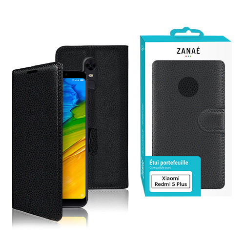 Etui Portefeuille pour Xiaomi Redmi 5 Plus, Noir