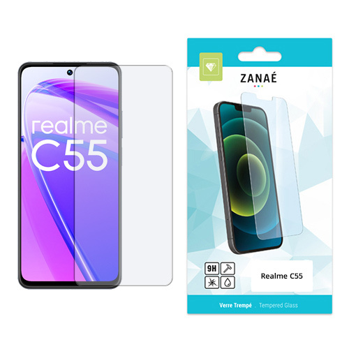 Film Protecteur en verre trempe pour Realme C55, Transparent