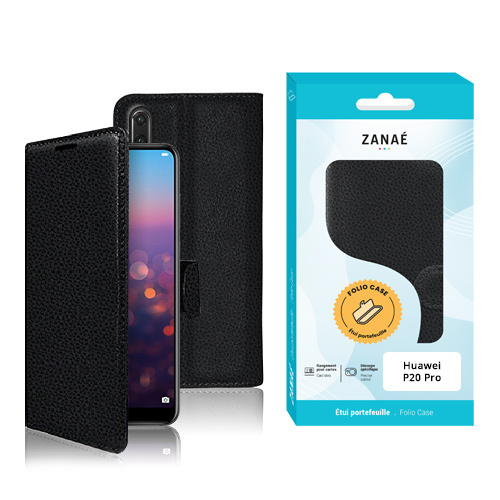 Etui Portefeuille pour Huawei P20 Pro, Noir