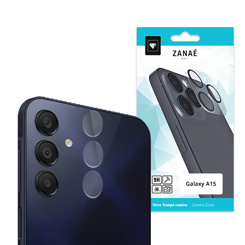 Verre trempe camera bloc pour Galaxy A15, Transparent