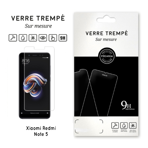 Verre trempe pour Xiaomi Redmi Note 5, Transparent