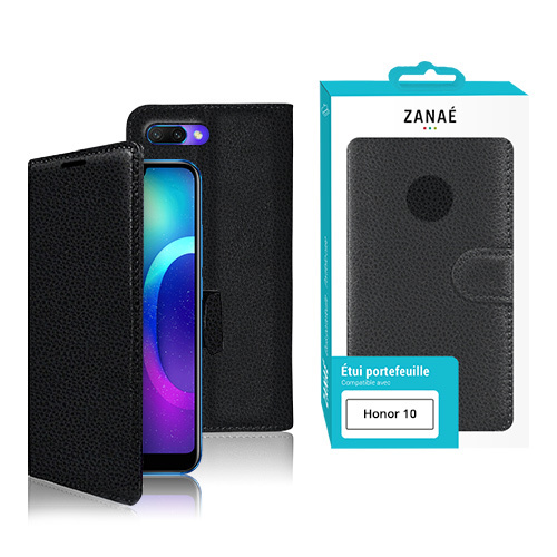Etui Portefeuille Zanae pour Huawei Honor 10, Noir