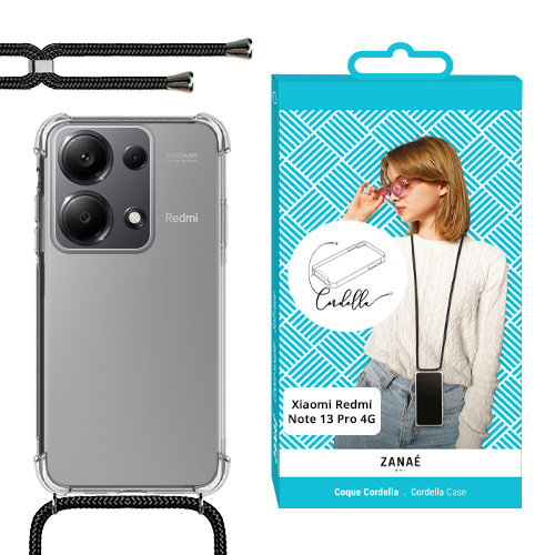 Coque Coque Cordella avec cordon pour Redmi Note 13 Pro 4G, Transparent