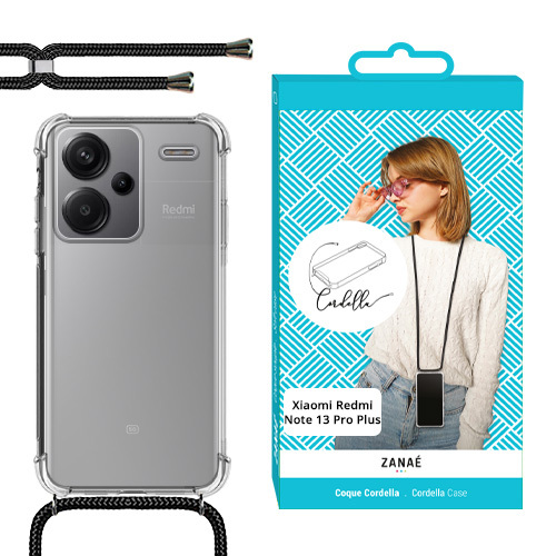 Coque Coque Cordella avec cordon pour Redmi Note 13 Pro+, Transparent