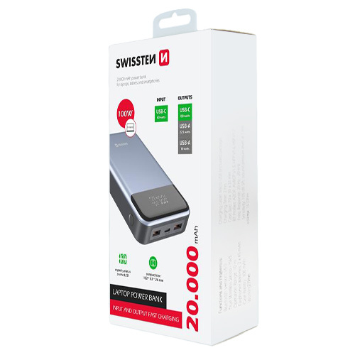 Batterie 20000mAh, 100W, Swissten, Noir