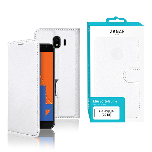 Etui Portefeuille Zanae pour Samsung Galaxy J4 (2018), Blanc