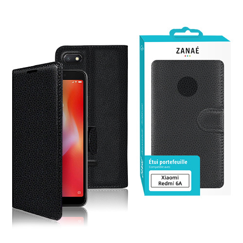 Etui Portefeuille Zanae pour Xiaomi Redmi 6A, Noir