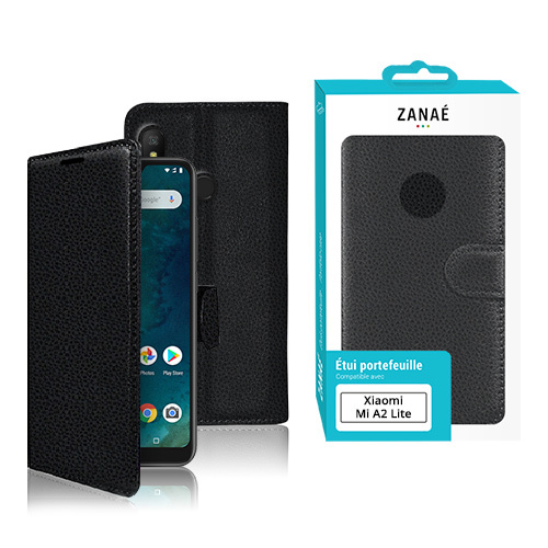 Etui Portefeuille Zanae pour Xiaomi Mi A2 Lite, Noir