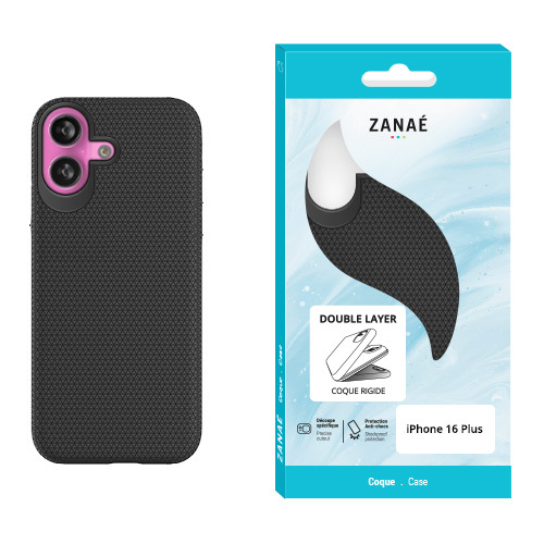Double Layer pour iPhone 16 Plus, Noir