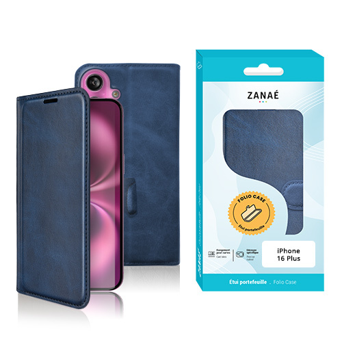 Portefeuille Zanae Columbia pour iPhone 16 Plus, Marine