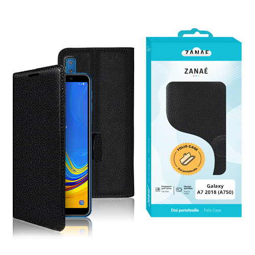 Etui Portefeuille Zanae pour Samsung Galaxy A7 2018 (A750), Noir