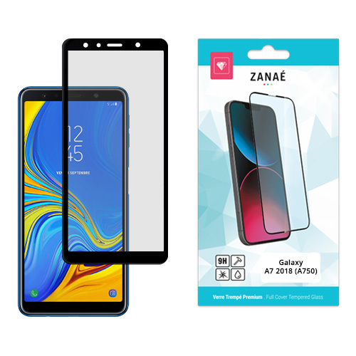 Verre trempe Full Cover pour Samsung Galaxy A7 2018 (A750), Noir
