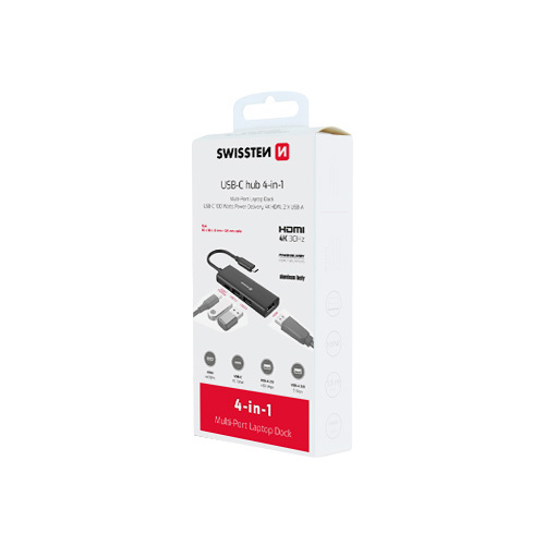 Multiport aluminium Swissten 4 en 1