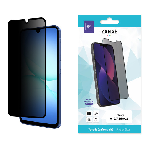 Verre trempe de confidentialite pour Galaxy A17 / A16 / A26, Noir