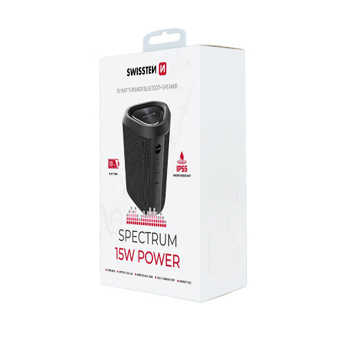 Enceinte Bluetooth, 15W, SPECTRUM, Swissten, Noir
