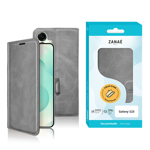 Portefeuille Zanae Columbia pour Galaxy S25, Gris