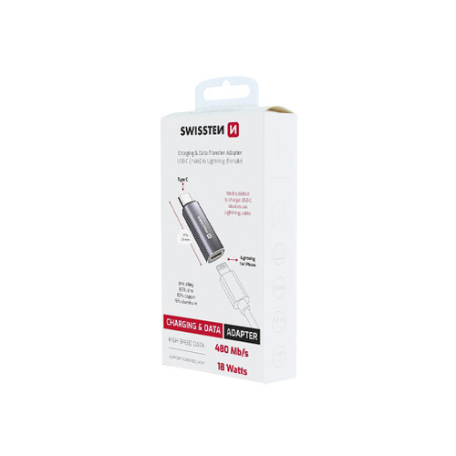 Adaptateur OTG USB-C / Lightning Swissten, Silver
