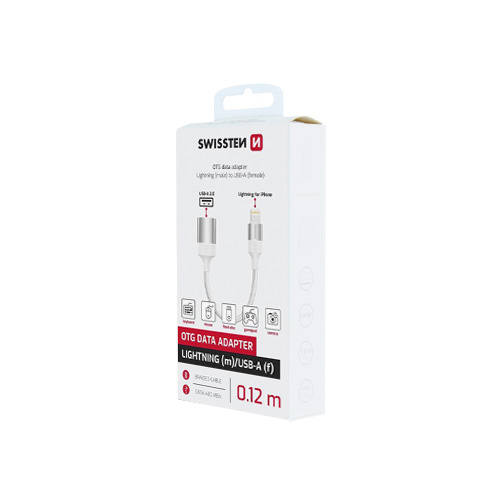 Adaptateur OTG Lightning / USB Swissten, Blanc
