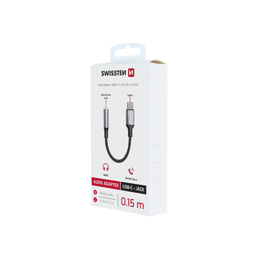 Adapteur USB-C / Jack Swissten, Noir